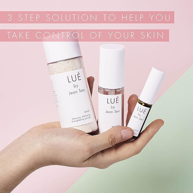 SKIN SOLUTION SET a THREE Step Solution for All Skin Types, Includes Lue by Jean Seo ERASE exfoliant, BALANCE Hydrating Serum and CLEAR Spot Control-VivaGrace Women