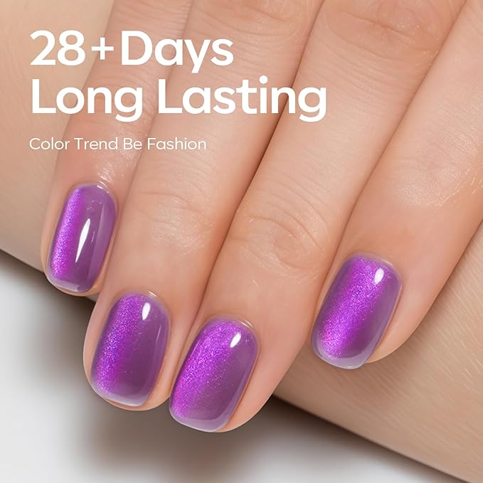 modelones Cat Eye Gel Nail Polish, 6 Colors Purple Pink Glitter Gel Polish Set with Magnet Sparkle Galaxy Series Nail Polish Kit Soak Off Led Nail Art Manicure Salon DIY Gifts-VivaGrace Women