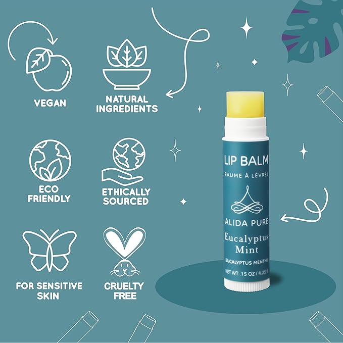 Fruit Mint Lip Balm Collection, Vegan Lip Balm Set, Bees Wax Free, Coconut Oil Free, Avocado Oil, Organic Jojoba Oil, Vitamin E, Natural Moisturizer For Dry Cracked Lips, 3 Tube Set-VivaGrace Women