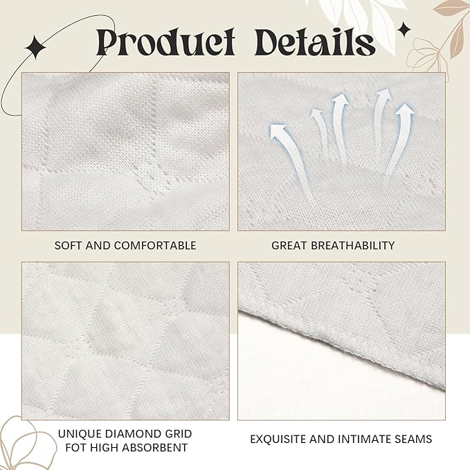 Boyiee 9 Pcs Cotton Bra Liners 3 Layer Reusable Washable Under Breast Sweat Absorber Pads for Woman-VivaGrace Women