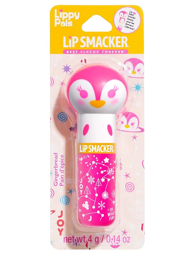 Lip Smacker Lippy Pals Penguin Holiday, Flavored Moisturizing & Smoothing Soft Shine Lip Balm, Hydrating & Protecting Fun Tasty Flavors, Cruelty-Free & Vegan - Gingerbread-VivaGrace Women