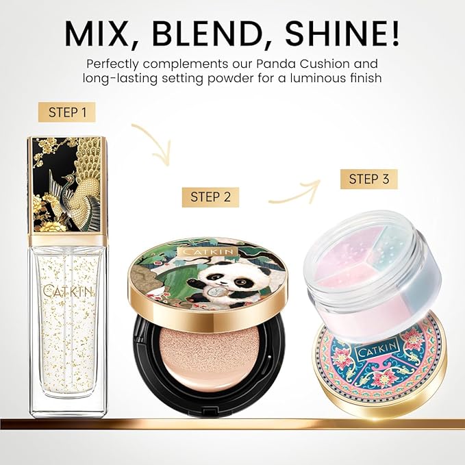 CATKIN Face Makeup Primer Base Ultra Hydrating Essense Natural Glow Finish for Dry Skin Blur Pores Infused with Black Truffle Serum & Hyaluronic acid Translucent Oil Free Formula-VivaGrace Women