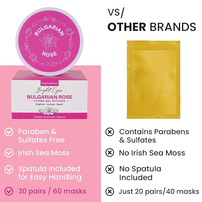 Under Eye Mask Under Eye Gels with Irish Sea Moss Bulgarian Rose and Hyaluronic Acid 60 Eye Gels (30 Pairs) Eye Masks for Men and Women-VivaGrace Women