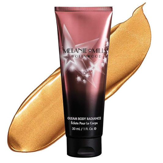 Melanie Mills Hollywood Gleam Body Radiance All In One Makeup, Moisturizer & Glow For Face & Body - Rose Gold, Mini 1 fl.oz.-VivaGrace Women