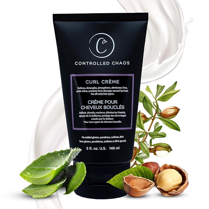 Controlled Chaos Curl Cream for Curly Hair Defining Cream with Shea Butter for Long Lasting Frizz Free Curls – Sulfate & Paraben Free Aloe Vera Curling Cream for Wavy Hair, Made in USA(5Oz)-VivaGrace Women