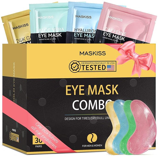Under Eye Patches(30 Pairs), 24K Gold, Caffeine, Hyaluronic Acid, Aloe Vera Eye Masks for Dark Circles Puffy Eyes Undereye Bags, Eye Skin Care Gift Set for Bachelorette Party Favors-VivaGrace Women