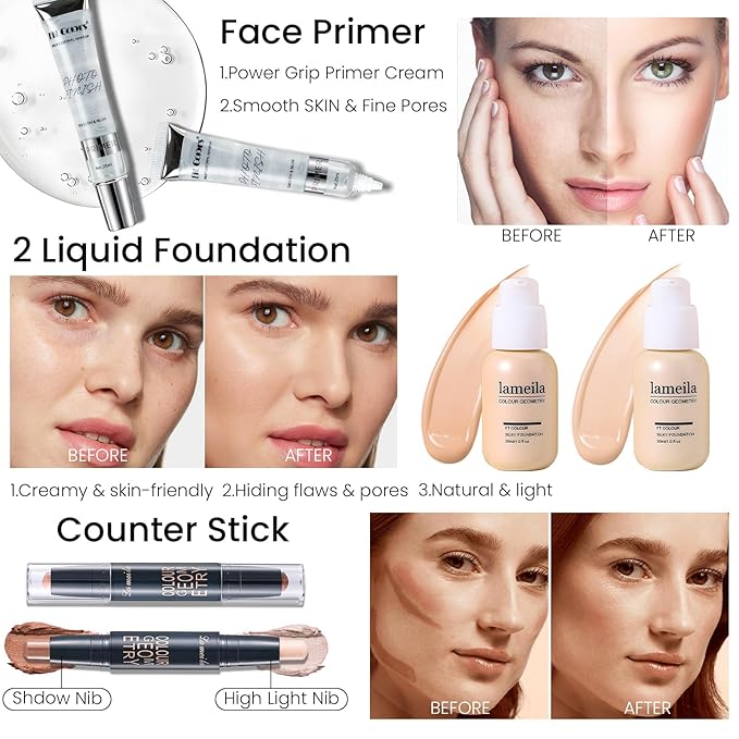 Makeup Kit for Women Full Kit, Travel Makeup Kit for, Makeup Present Set for Teens Girls Beginners Professionals, Makeup Bundle Include 2 Matte & Glitter Eyeshadow Palettes, Lip Gloss Set-VivaGrace Women