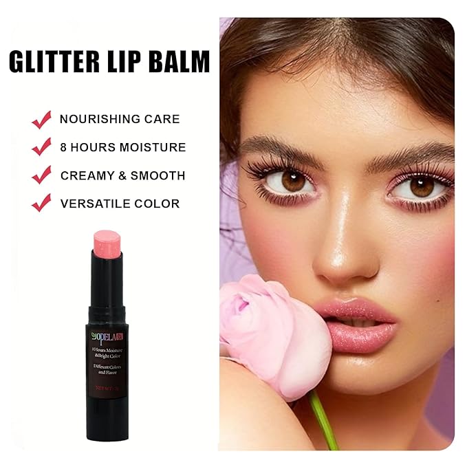 10 Pack Tinted Lip Balm With Glitter Powder Stocking Stuffers Tinted Chapstick - Moisturizing Lip Balm with Shimmer - Lipstick Set - Assorted Colors and Favors-VivaGrace Women