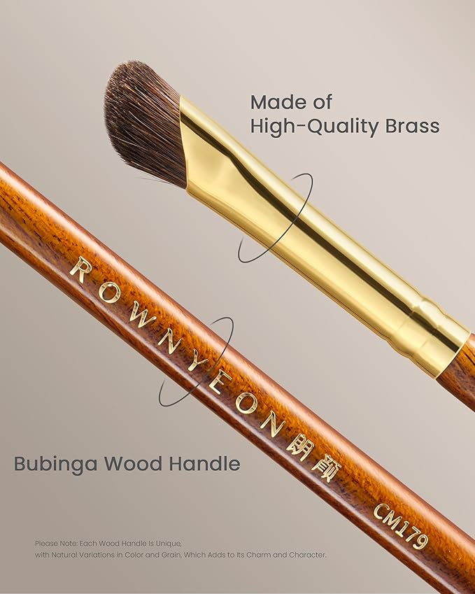 Desert Oak Series Nose Contour Brush - Angled Pony Hair Bristles for Seamless Sculpting, Dual-Use with Cream/Powder, Ebana Handle & Brass Ferrule (CM 179)-VivaGrace Women