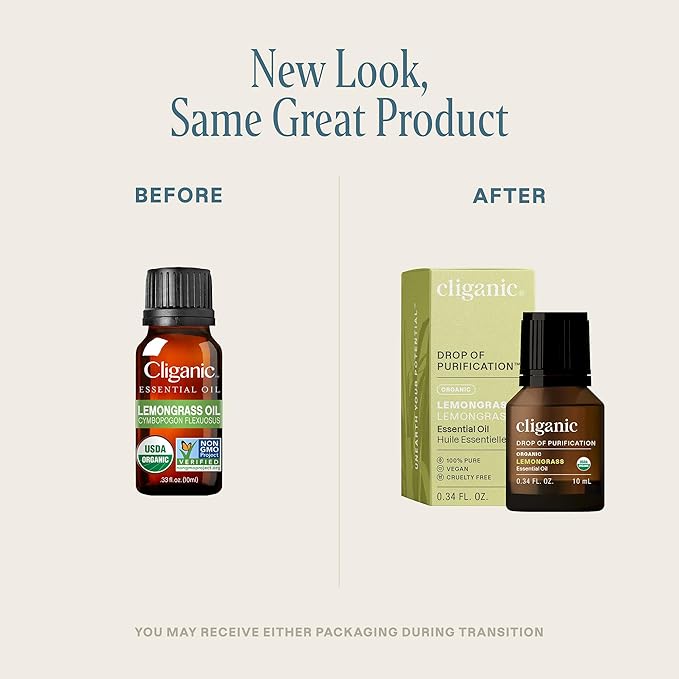 Cliganic USDA Organic Lemongrass Essential Oil - 100% Pure Natural Undiluted, for Aromatherapy Diffuser | Non-GMO Verified (Packaging May Vary)-VivaGrace Women