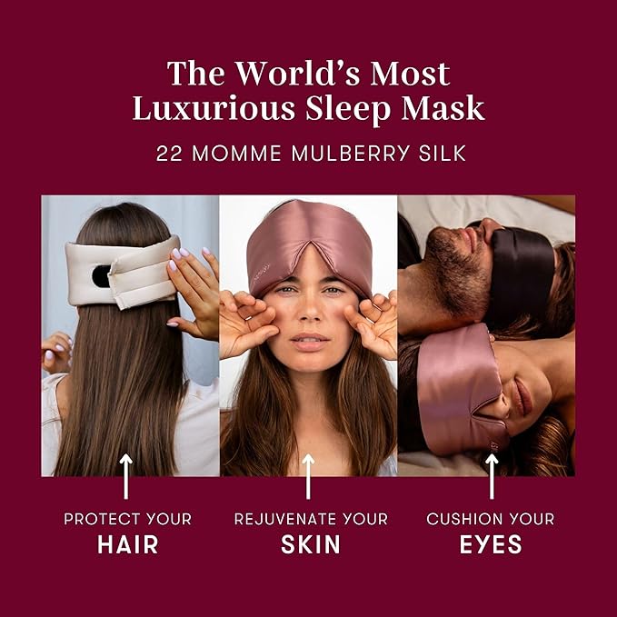 DROWSY Silk Sleep Mask. Face-Hugging, Padded Silk Cocoon for Luxury Sleep in Total Darkness. (La Vie En Rouge)-VivaGrace Women