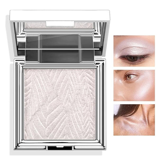 Boobeen Highlighter Makeup Highlighter Powder Palette, Shimmer Illuminator Highlight Contouring Palette Come with Mirror, Long Lasting Glow Defining the Face and Body-VivaGrace Women