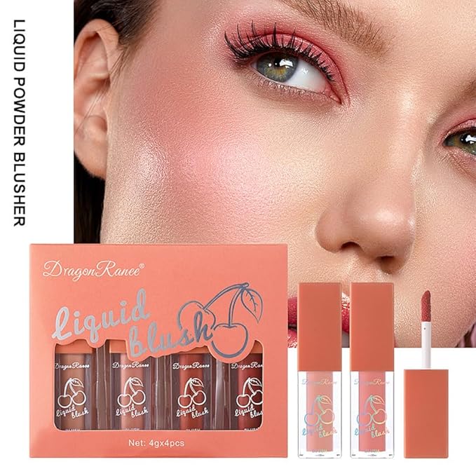 Liquid Blush 4Pcs Set Makeup for Cheeks Matte Finish Soft Cream, Flushed Cheeks, Vegan & Cruelty-free,Long-Wearing, Smudge Proof, Natural-Looking-VivaGrace Women