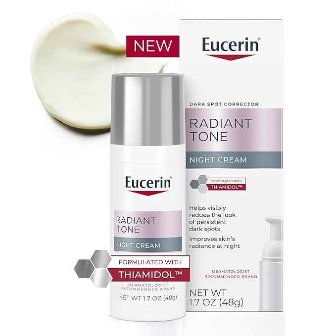 Eucerin Radiant Tone Night Cream, Dark Spot Corrector with Thiamidol, Night Moisturizer for Face Helps Visibly Reduce the Look of Persistent Dark Spots, All Skin Types, 1.7 Oz Bottle-VivaGrace Women