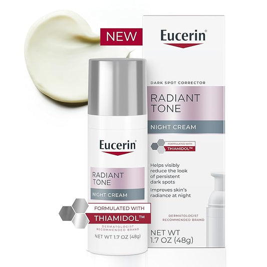 Eucerin Radiant Tone Night Cream, Dark Spot Corrector with Thiamidol, Night Moisturizer for Face Helps Visibly Reduce the Look of Persistent Dark Spots, All Skin Types, 1.7 Oz Bottle-VivaGrace Women