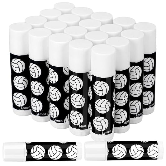 24 Pcs Volleyball Lip Balm Volleyball Team Gifts Volleyball Party Favors Volleyball Lip Balm Gift for Volleyball Team Volleyball Party Guest Supplies (Black)-VivaGrace Women