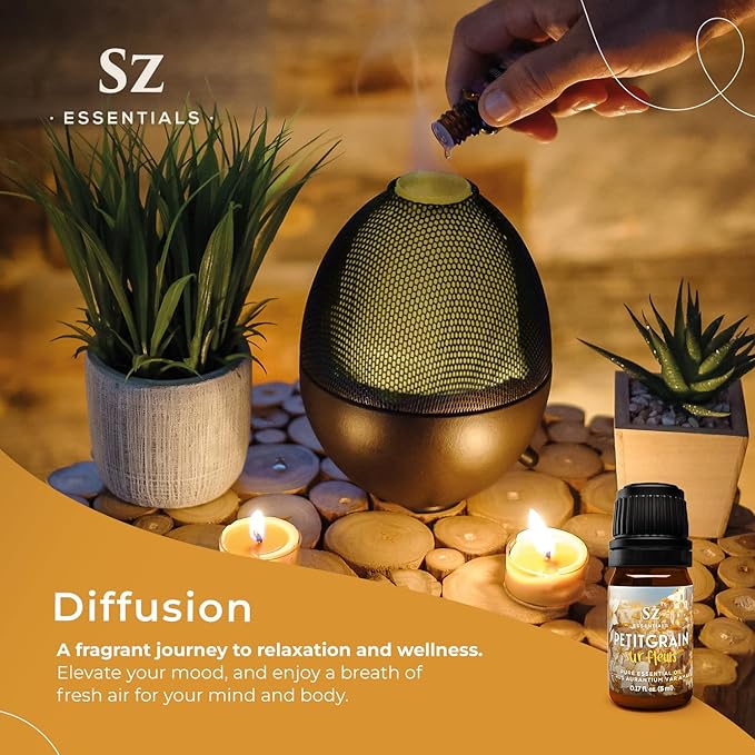 Petitgrain Sur Fleurs Essential Oil - 100% Pure and Undiluted - Extracted from Neroli-Bitter Orange Tree - Citrusy & Woody Scent with Fresh Neroli Floral Overtones - Therapeutic Grade-VivaGrace Women