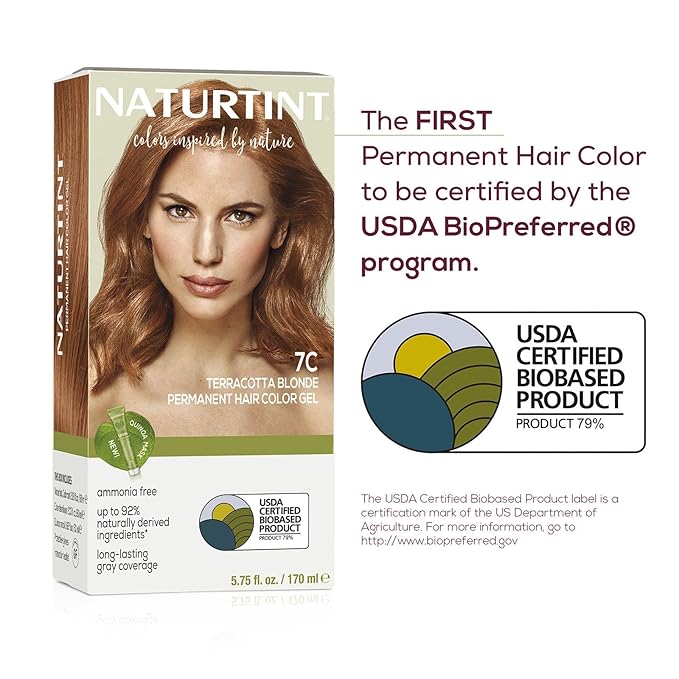 Naturtint 7C Terracotta Blonde Permanent Hair Color (Pack of 6), Ammonia Free, Vegan, Cruelty Free, up to 100% Gray Coverage, Long Lasting Results (Packaging may vary)-VivaGrace Women