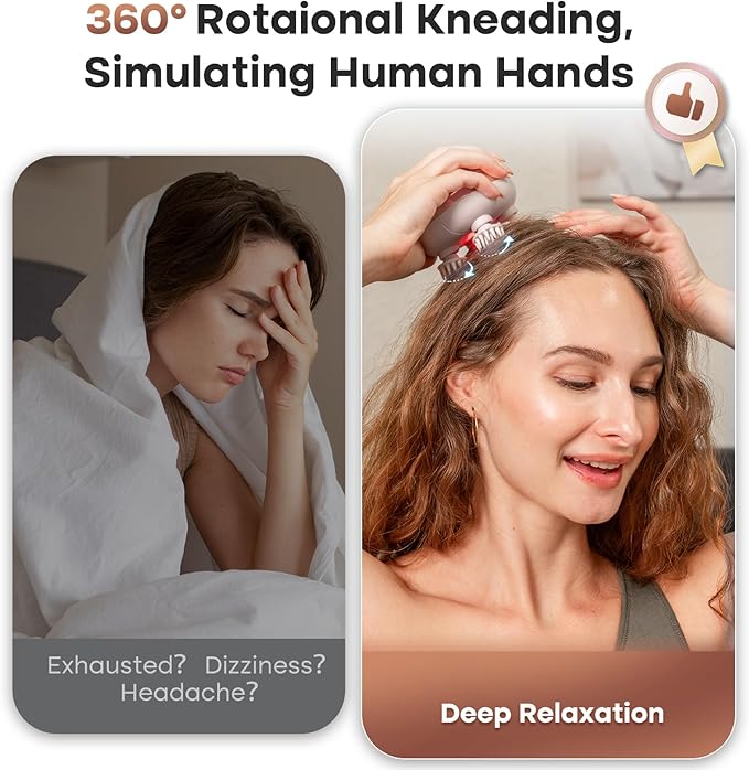 arboleaf Scalp Massager Kneading Head Massager Scalp Stress Relax Portable Rechargeable Hair Massager Shower Massage Waterproof Cat Massager Scratcher,Gift for Mom Dad-VivaGrace Women