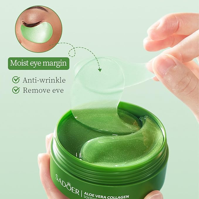 60 Pcs Under Eye Patches, Aloe Vera Eye Masks for Dark Circles & Puffiness with Collagen, Relieve Dryness, Reduce Fine Lines, Soothing Hydrating Under Eye Mask, Skin Care Eye Patches-VivaGrace Women