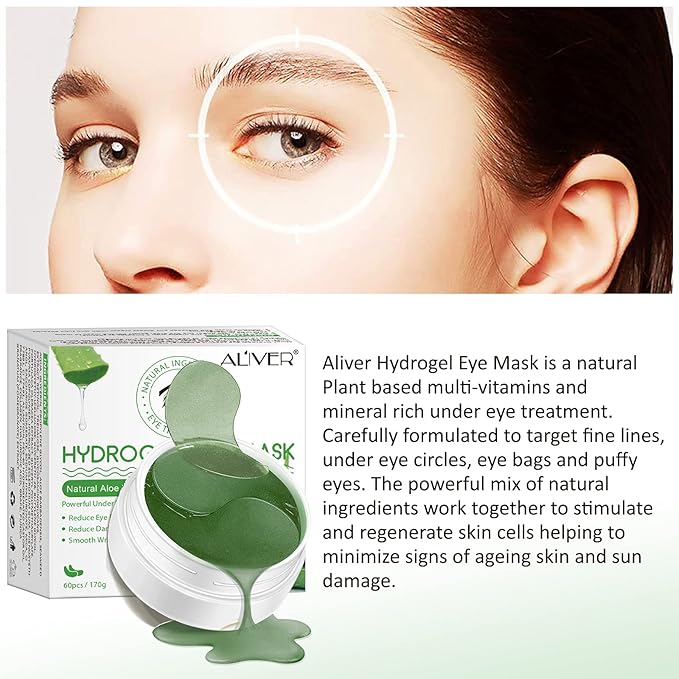 Under Eye Patches -30 Pairs, Collagen Eye Mask for Dark Circles, Puffy Eyes, Wrinkles Treatment, Aloe Eye Bags with Hyaluronic Acid and Collagen, Moisturizing & Anti-Aging-VivaGrace Women