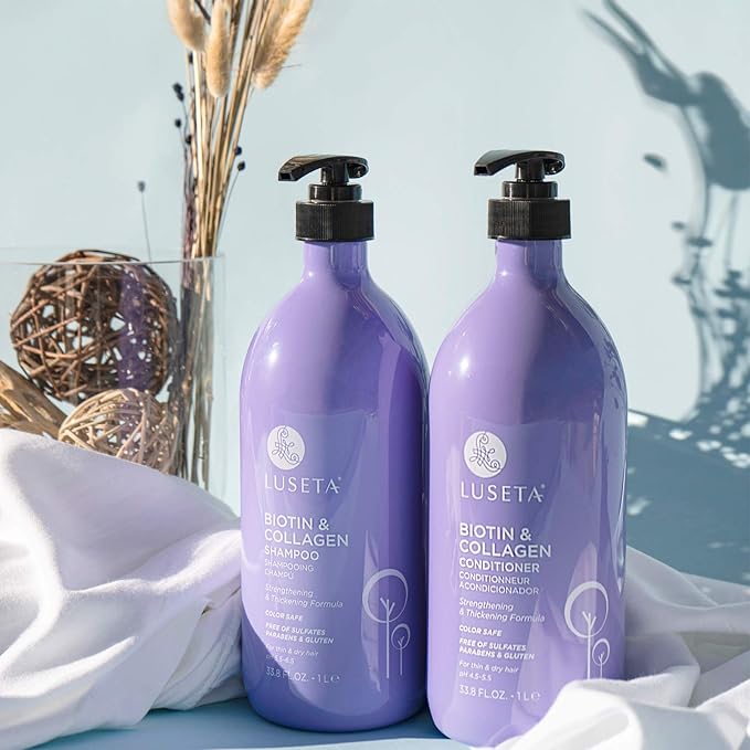 L LUSETA Biotin & Collagen Shampoo & Conditioner Set (2 x 33.8oz) - Thickening for Hair Growth, Infused with Argan Oil to Repair Dry, Damaged Hair-VivaGrace Women
