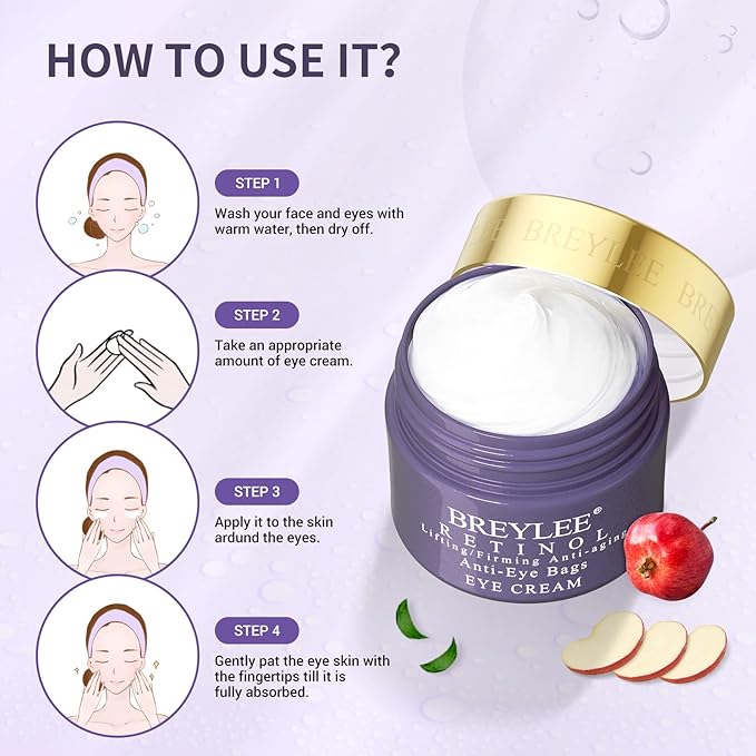 BREYLEE Retinol Eye Cream - Puffy Eyes and Dark Circles Treatments – Look Younger and Reduce Wrinkles and Fine Lines Undereye, Improve and Firm eye Skin - Pure Natural Material Extraction-VivaGrace Women