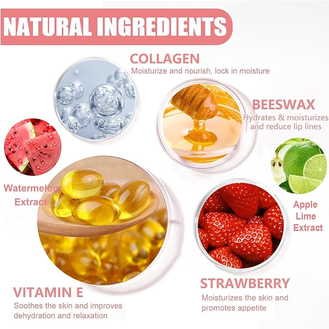 3 PCS Lip Balm Honey Pot, Honey & Apple Lime & Watermelem Lip Mask Vitamin E & Moisturizing Propolis Sleeping Lip Mask Prevention Dry and Cracked Lip Scrubs Exfoliator, Christmas Gifts-VivaGrace Women