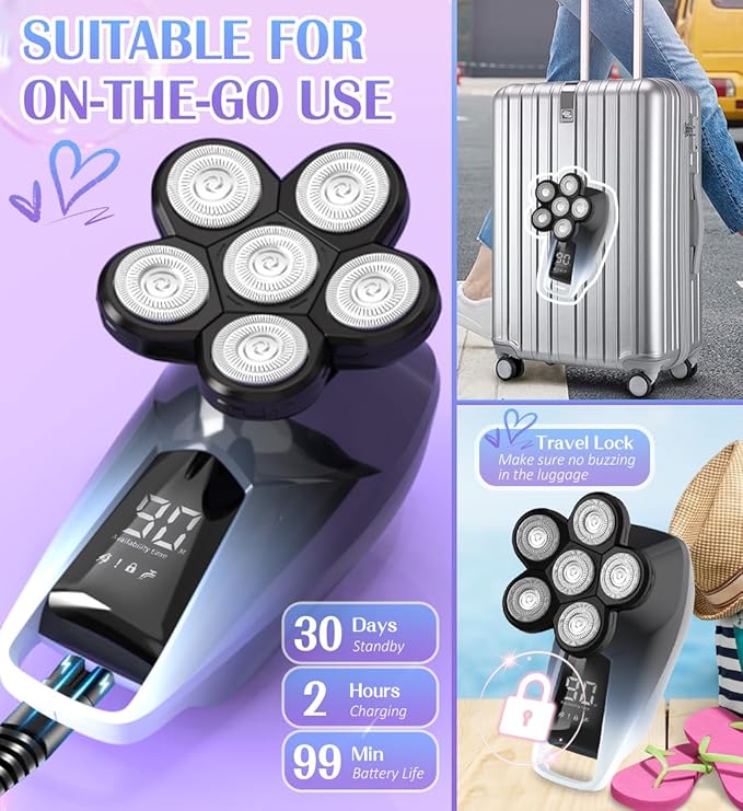 Electric Razors for Women,5 in 1 Womens Electric Leg Shaver Cordless Painless Facial Hair Removal for Arms and Underarms Bikini Trimmer,Portable and Safe Wet and Dry Use Women Shaver,White Black-VivaGrace Women