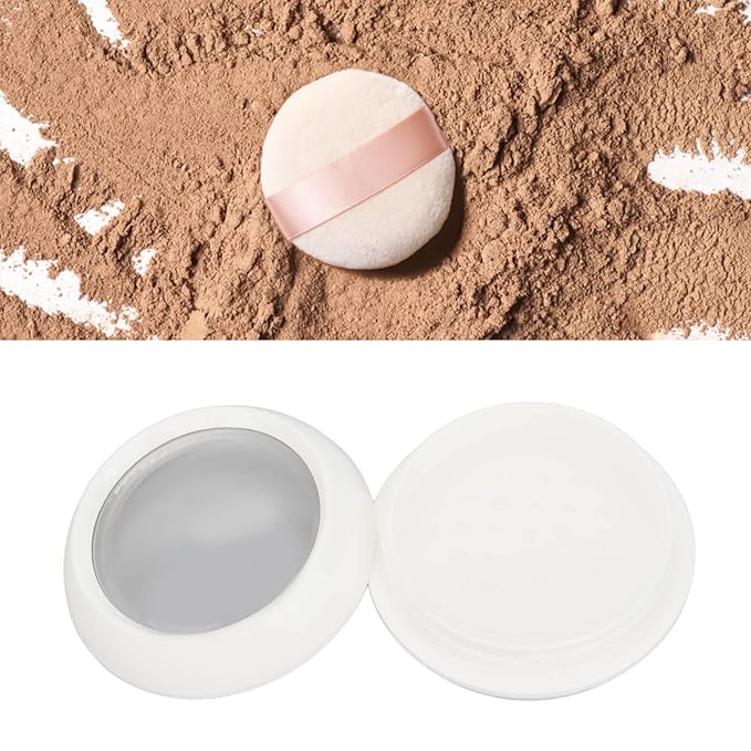 Dioche Loose Powder Container with Puff Sifter Lids, Plastic Refillable Empty Loose Powder Puff Case Face Powder Blusher Makeup Cosmetic Jars Containers for Travel Daily Use-VivaGrace Women