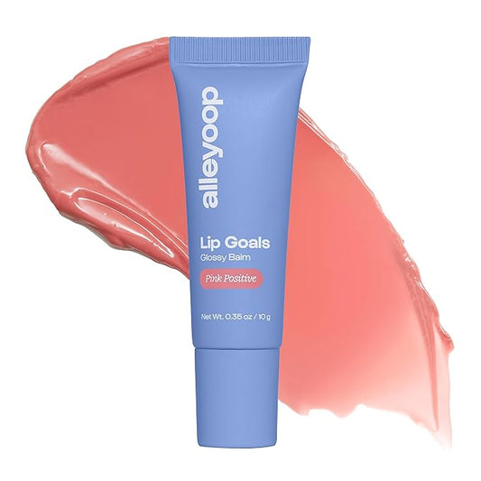 Alleyoop Glossy Lip Balm - Lip Goals, Pink Positive (Sheer Bare Pink) - Hydrating & Moisturizing Lip Care for Cracked Lips - Natural Plumping Lip Moisturizer That Smooths, Soothes, & Protects - Vegan-VivaGrace Women