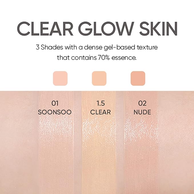 AMUSE Dew Jelly Vegan Cushion Foundation 1.5 CLEAR | dewy, glow, long-lasting, double coverage, clean beauty, lightweight, natural look, foundation for sensitive skin, hydrating cushion-VivaGrace Women