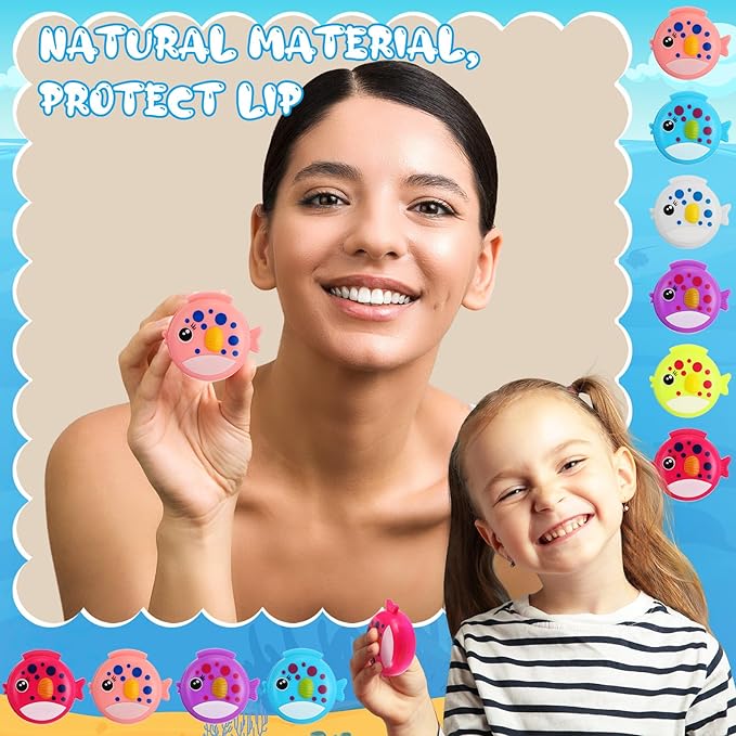 30 Pcs Fish Shape Lip Balm Under the Sea Party Favors Kids Fruit Flavored Lip Balm Ocean Party Favors Classroom Gift Exchange for Children Girls Women Men Students-VivaGrace Women