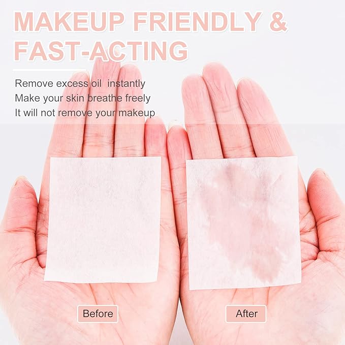 2 Pack Matter Blotting Paper for Oily Skin Total 100 Sheets with Mirror Case and Makeup Puff - Easy Dispensing Oil Blotting Sheets for Face,Makeup Friendly Oil Absorbing Sheets-VivaGrace Women