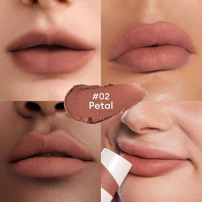 ITY Velvet Matte Finish Lip Stain-Mousse Textured Lip Clay, Conceals Lip Lines, Rich Pigment Lip Tint Lipsticks,2 Pack, 0.14 oz (4g) in Petal, Berrylicious-VivaGrace Women