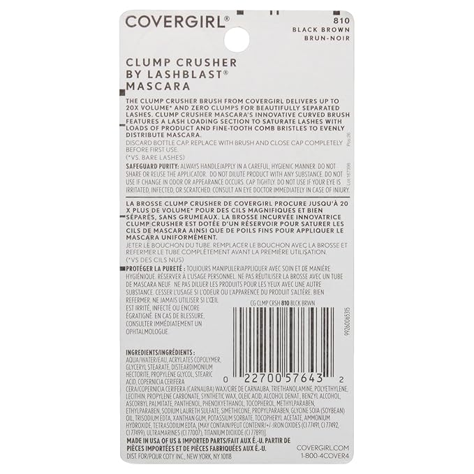 COVERGIRL - Clump Crusher by Lash Blast Mascara, 20X More Volume, Double Sided Brush, Long-Lasting Wear, 100% Cruelty-Free