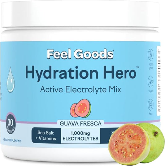 Feel Goods Hydration Hero, 1,000mg Electrolytes Powder, Sugar Free, Magnesium, Organic Aloe Vera, Organic Aloe, L Theanine, Vitamin C & B12, Non GMO, Keto, Vegan | Guava Fresca, 30 Servings-VivaGrace Women