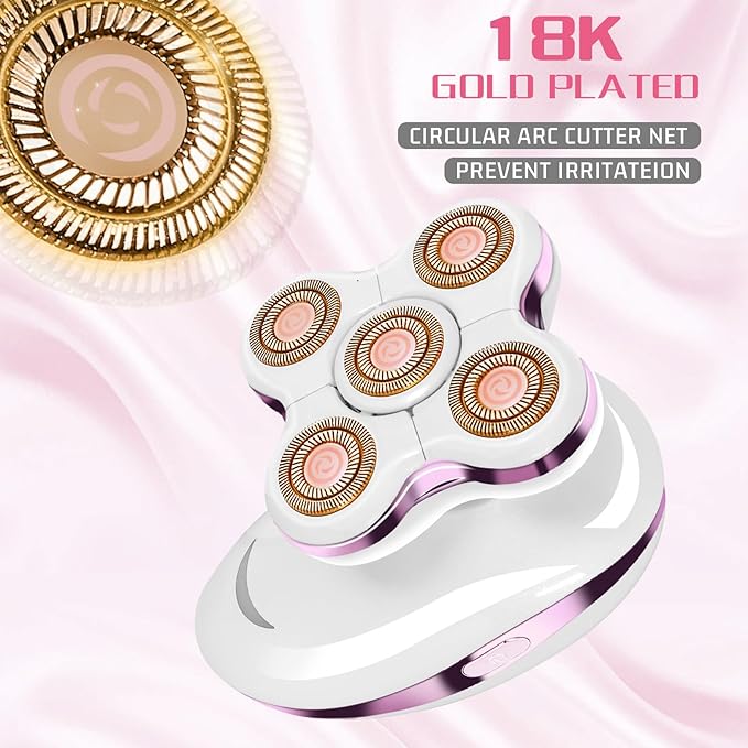 Electric Razors for Women: Rechargeable Shaver with Detachable Head - 5D Wet and Dry Lady Hair Remover for Legs and Hand (Pink)-VivaGrace Women