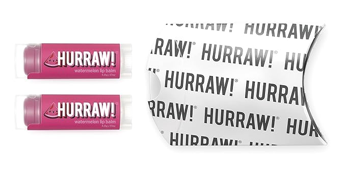 Hurraw! Watermelon Lip Balm, 2 Pack: Organic, Certified Vegan, Cruelty and Gluten Free. Non-GMO, 100% Natural Ingredients. Bee, Shea, Soy and Palm Free. Made in USA-VivaGrace Women