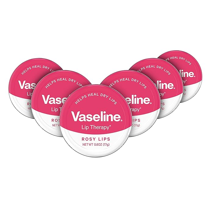 Vaseline Lip Therapy Lip Balm Tin Rosy Lips 0.6 oz 6 Count-VivaGrace Women