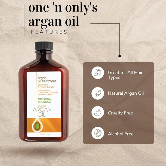 One 'n Only Argan Oil Hair Treatment - Hair Oil Smoothes and Strengthens Dry Damaged Hair, Eliminates Frizz, Creates Brilliant Shines, Non-Greasy Formula, 3.4 Fl. Oz-VivaGrace Women