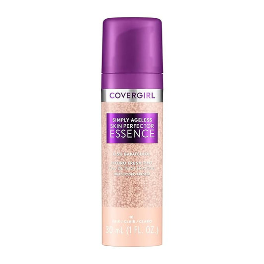 Covergirl Simply Ageless Skin Perfector Essence Foundation, 10 Fair, Tinted Skin Perfector, Skincare Makeup Hybrid, Sheer Tint, Radiant Finish, Skin-Like Finish, Vegan Formula, 1.0oz-VivaGrace Women