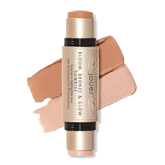 Jouer Bloom, Bronze & Glow Bronzer + Highlighter Stick - Cream Contour Makeup Stick - Hydrating Rose Hip Oil and Squalane Formula, Sunrise-VivaGrace Women