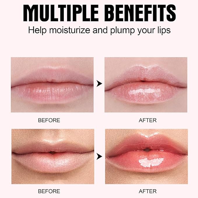 Lip Plumping Booster, Plumping Lip Oil with Chili Extract, Plump & Pout Lip Plumper, Slightly Spicy Lip Plumping Gloss, Fuller Lips Instantly, Hydrating, High-Shine-VivaGrace Women