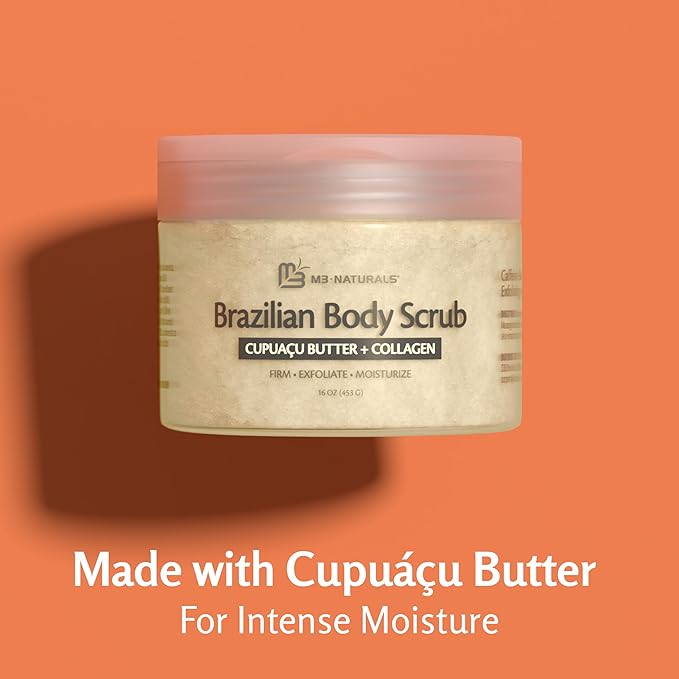 Firming & Moisturizing Brazilian Body Scrub, Gentle Body Exfoliator with Cupuacu Butter, Jojoba Oil & Collagen, 16 oz (453 g) by M3 Naturals-VivaGrace Women