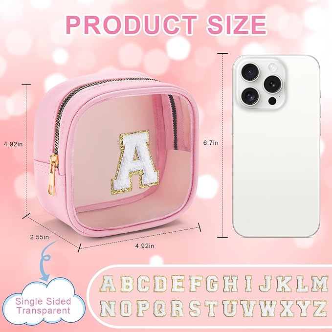 YOOLIFE Initial Make Up Bag Travel Toiletry Bag, Clear Makeup Bag Preppy Cosmetic Bags Organizer Travel Essentials Gifts for Women Teen Girlfriend Teacher Mom Birthday Mothers Day Gifts-VivaGrace Women