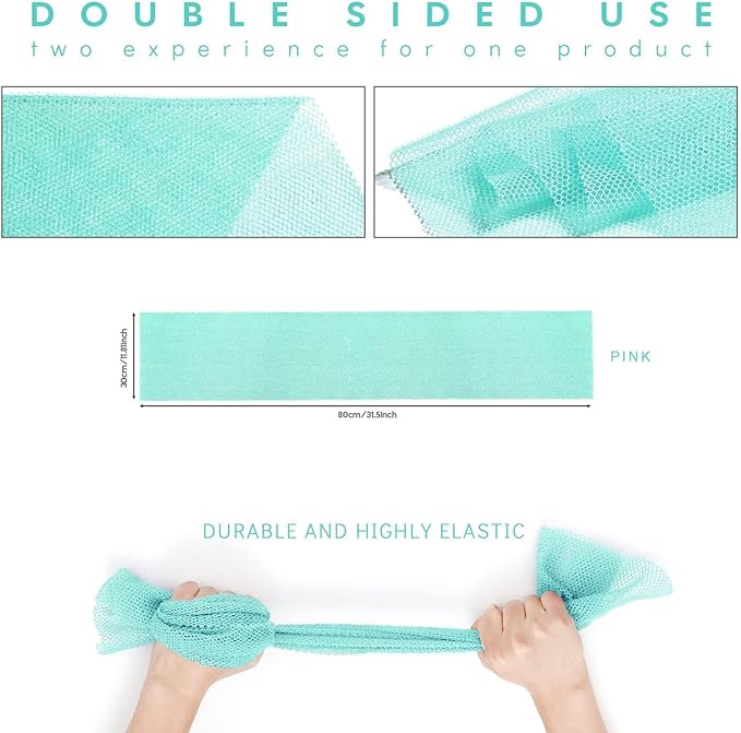 UJFQBH African Bath Sponge African Net Long Net Bath Sponge Exfoliating Shower Body Scrubber Back Scrubber Skin Smoother,Great for Daily Use (Green)-VivaGrace Women