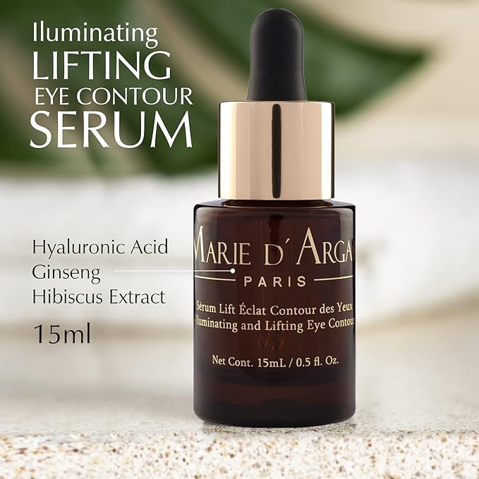 Marie d'Argan Eye Contour Serum for dark circles and puffiness, with Hyaluronic Acid, Ginseng and Hibiscus Anti-wrinkle, Repairs Bags under eyes, iluminates skin, firming effect, 15 ml,-VivaGrace Women