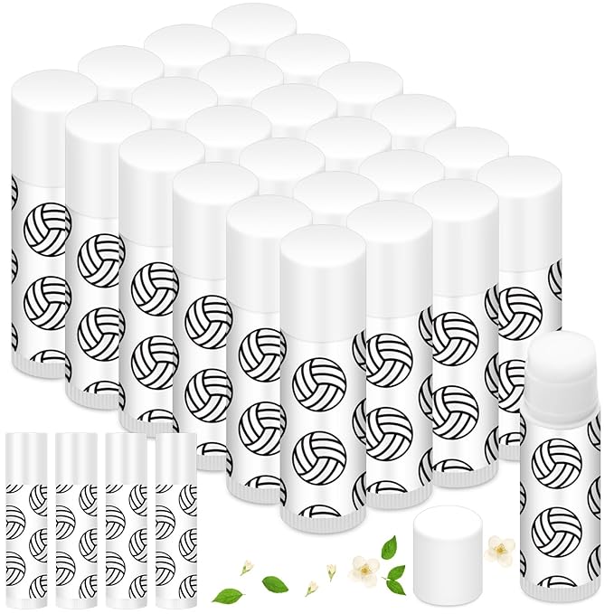Demissle 24 Pcs Sports Team Gifts Sports Lip Balm Sports Party Favors Sports Theme Lipstick for Team Gifts(Volleyball)-VivaGrace Women