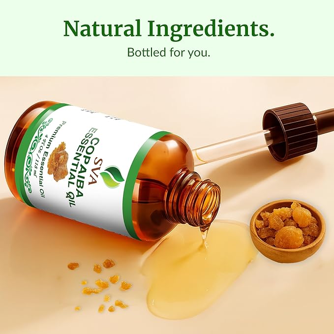 SVA Copaiba Essential Oil – 4 Fl Oz – 100% Natural Copaiba Oil - for Diffuser, Hair Care, Face, Skin Care, Aromatherapy, Scalp and Body Massage, Soap and Candle Making – with Dropper-VivaGrace Women